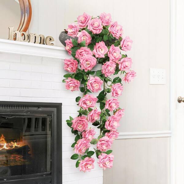LIVING LUXURY 50 in. Deluxe Pink Artificial Rose Individual Flower