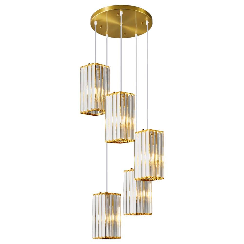 30W 5-Light Gold Rectangle Modern Pendant Lighting For Dinning Room Living Room Corridor price history on PriceWatchPro