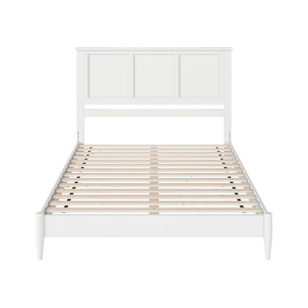 Charlotte White Solid Wood Queen Platform Bed with Headboard