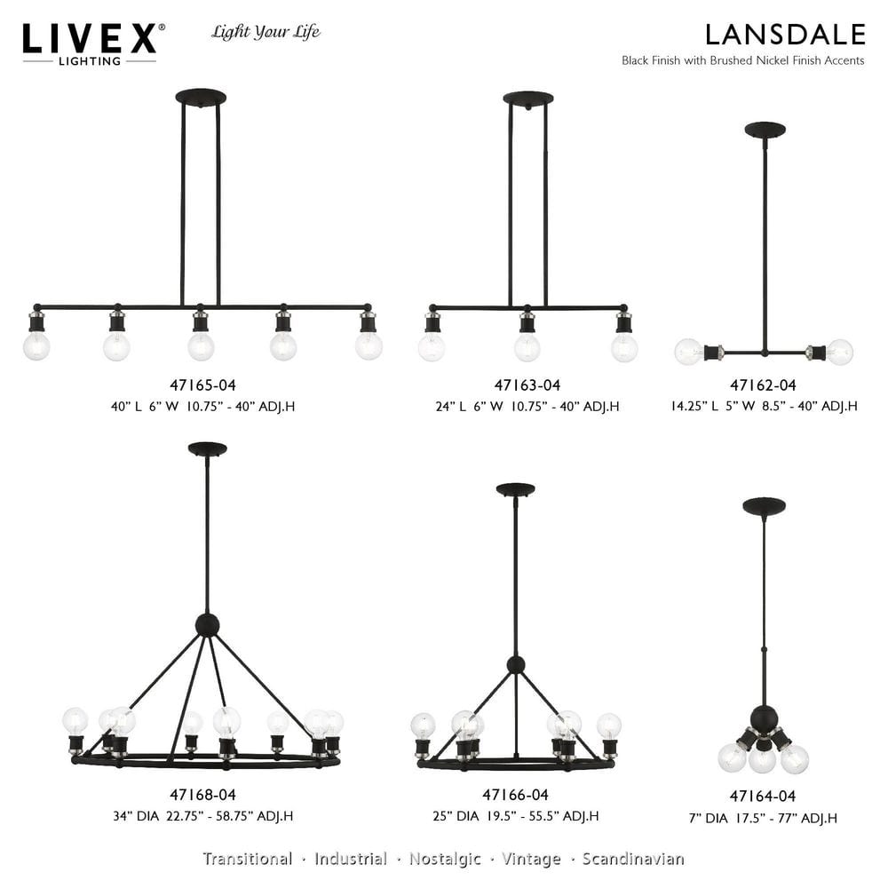 Lansdale 3-Light Black and Brushed Nickel Indoor/Outdoor Pendant