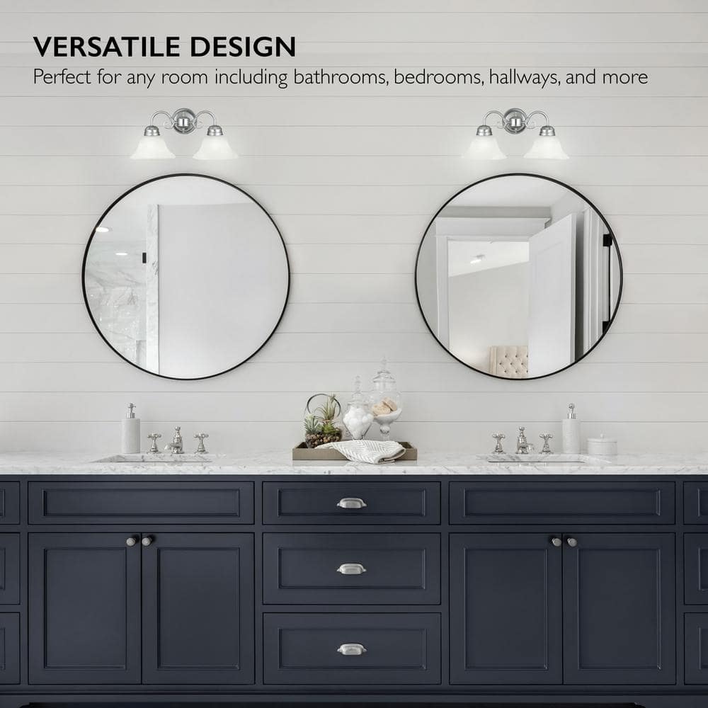 Elegant Satin Nickel 2-Light Vanity Wall Sconce with Alabaster Glass