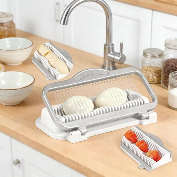 Multifunctional Aluminum Alloy and Stainless Steel Egg Fruit Slicer for Hard Boiled Eggs Banana Slicer, Dishwasher Safe