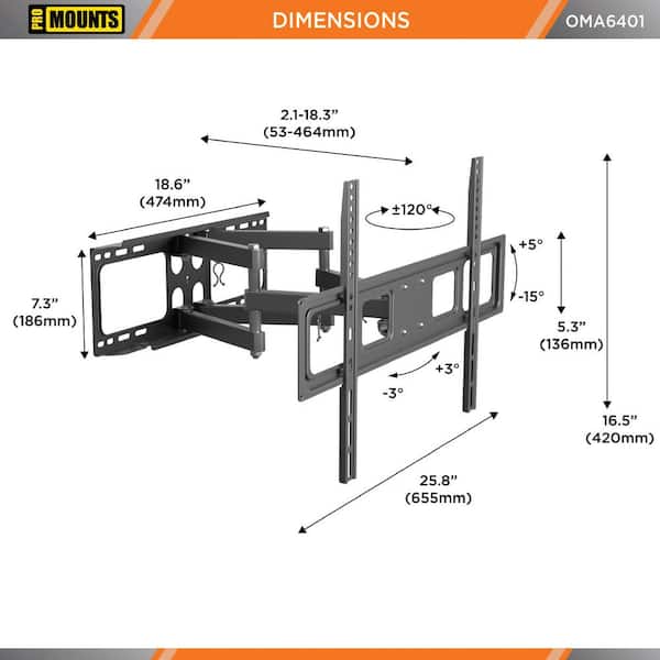 ProMounts Large Full Motion TV Wall Mount for 37 in. - 92 in. TVs OMA6401 -  The Home Depot