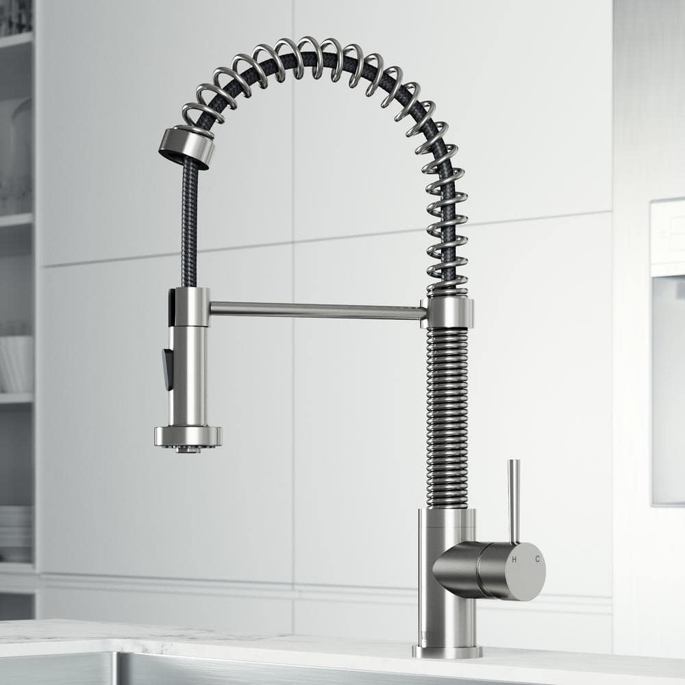VIGO Edison Single Handle Pull-Down Sprayer Kitchen Faucet in Stainless ...