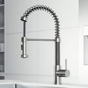 Edison Single Handle Pull-Down Sprayer Kitchen Faucet in Stainless Steel