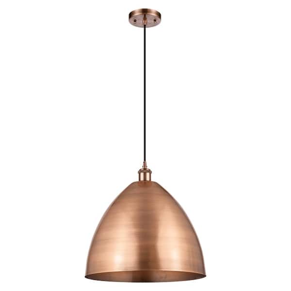 Metal Bristol 100-Watt 1-Light Antique Copper Standard Mini Pendant Light with Metal Shade
