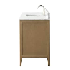48 in. W. x 22 in. D x 34 in. H Single Sink Bathroom Vanity Cabinet in Natural Oak with Engineered Marble Top in White