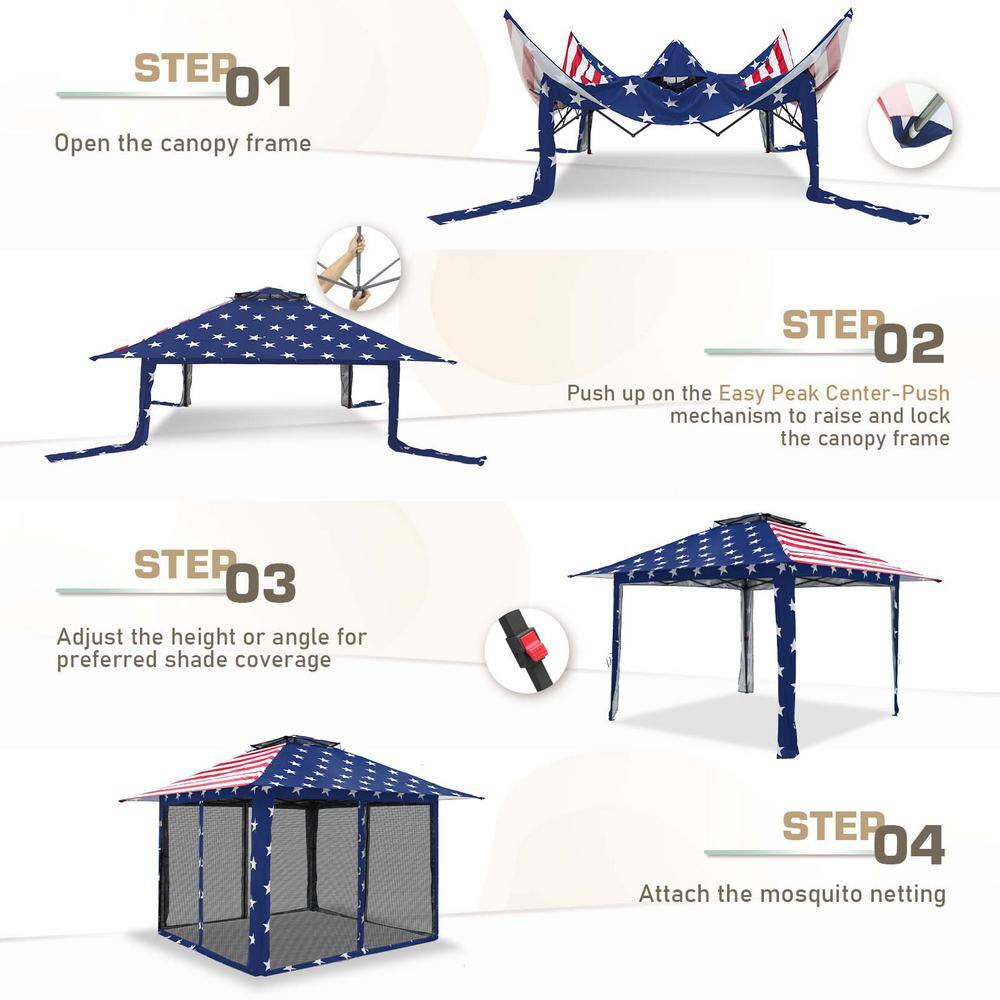 13 ft Brown Steel Patio Gazebo with Clear Roof
