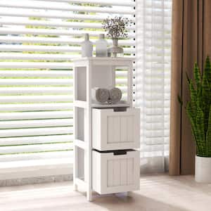 12.99 in. W x 12.99 in. D x 35.43 in. H White MDF Freestanding Linen Cabinet With Two Drawers