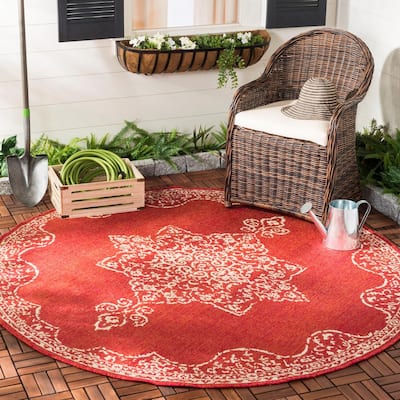 Adam Montana 7'10 Round Area Rug in Red 