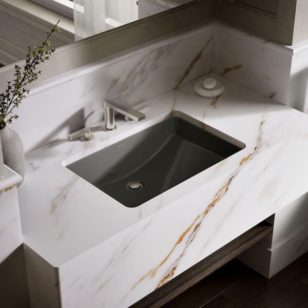 KOHLER Ladena 23.3 in. x 14.38 in. Undermount Bathroom Sink in Thunder Grey Vitreous China with Drain