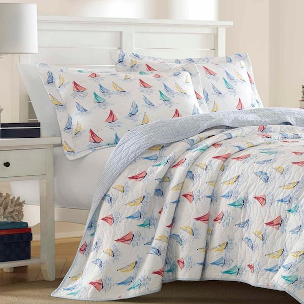 Ahoy Bright Blue Cotton Quilt Set
