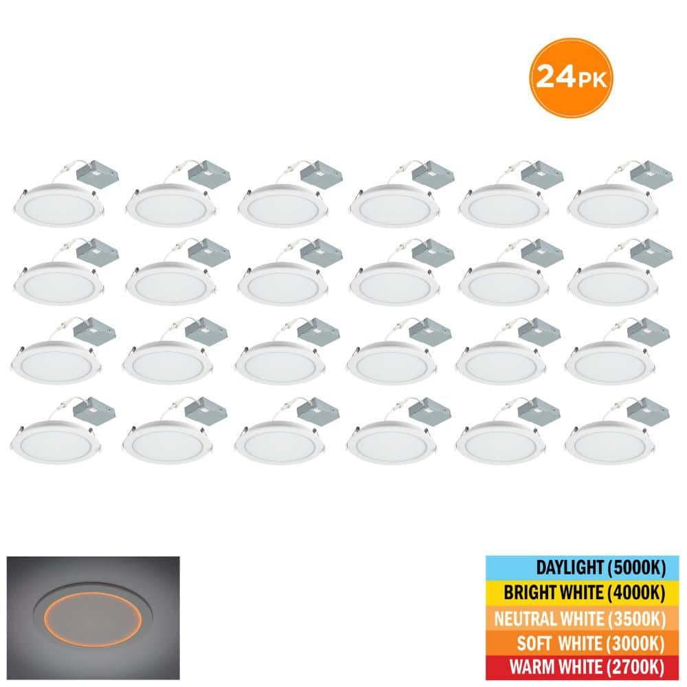 6 in. Canless Downlight Integrated LED Recessed Light Trim Inner Ring Night Light Feature Adjustable CCT (24-Pack) price history on PriceWatchPro