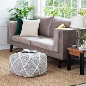 Kirkwood Cityscape 22 in. x 22 in. x 16 in. Gray and Ivory Pouf