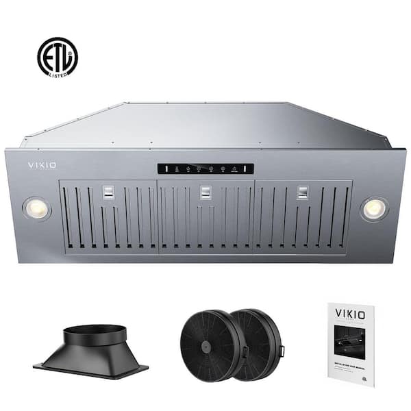 36 in. 900 CFM Convertible Ducted to Ductless Insert Range Hood in Stainless Steel with 3-Speed and LED Lights