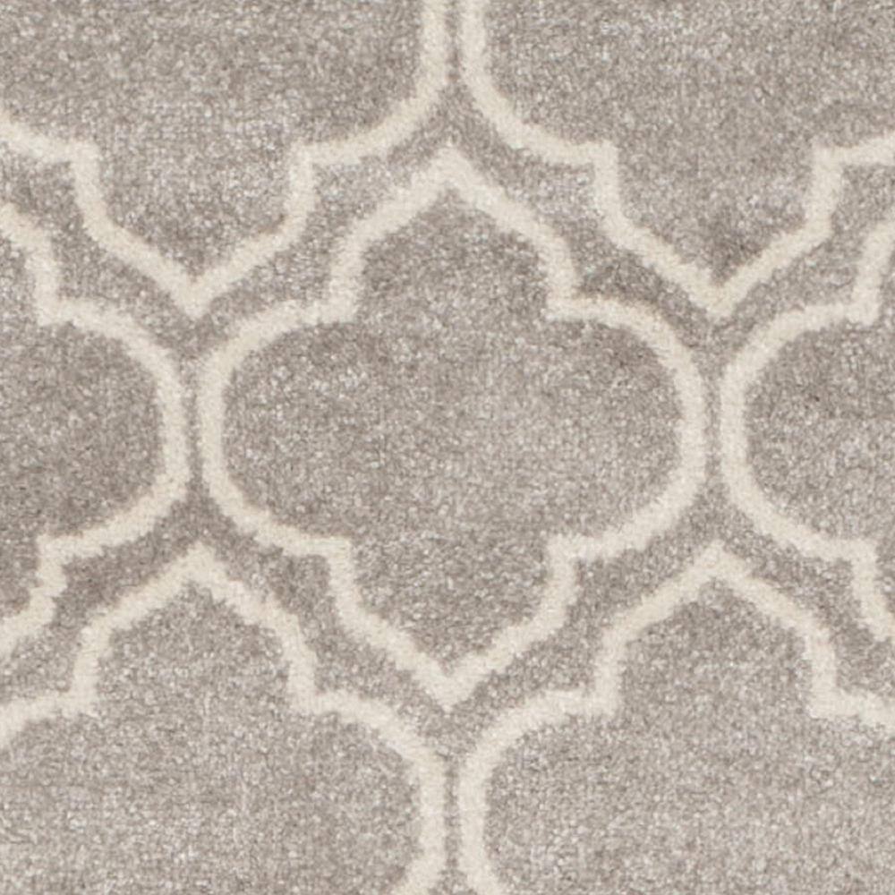 Elysian Grey and Light Grey Hand-knotted Geometric Runner Rug - 2'3" x 13'