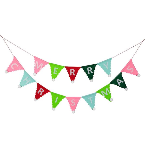 45" Multi "Merry Christmas" Banner Garland-Unlit