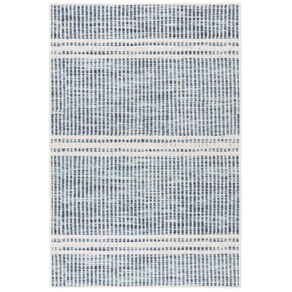 Malta Machine Washable Blue 8 ft. x 10 ft. Indoor Area Rug