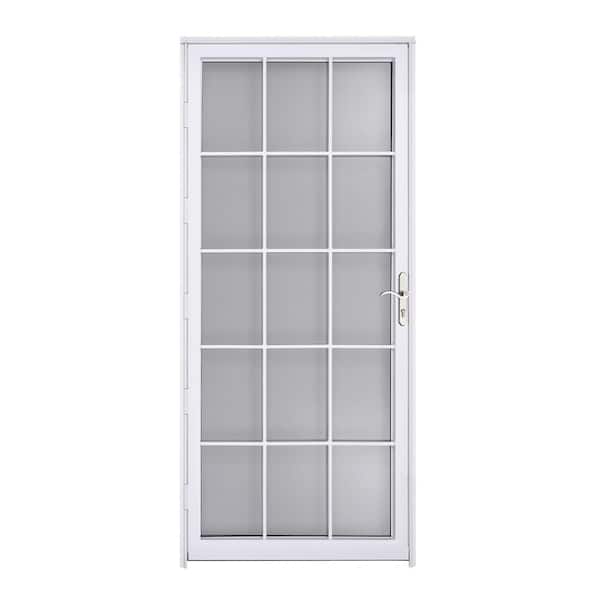 Estate 36 in. x 80 in. Universal/Reversible White Steel Storm Security Door
