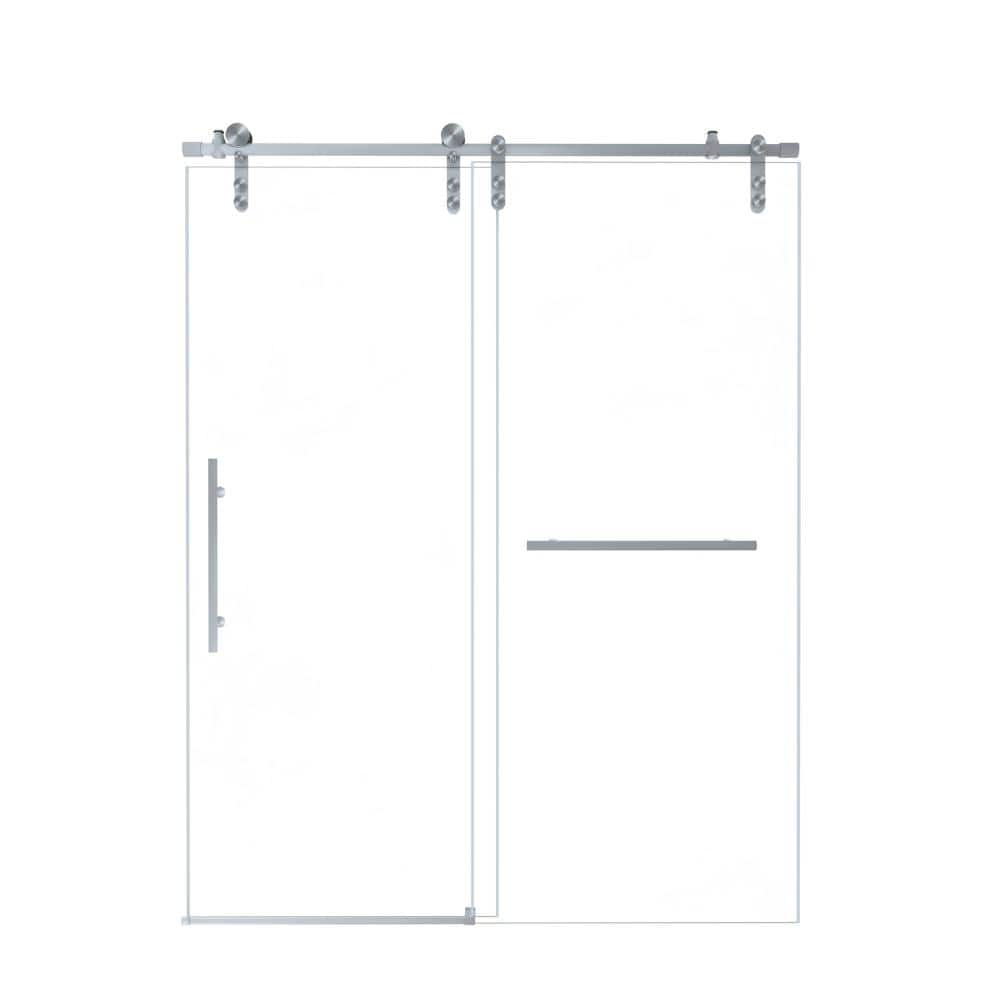 "44-48 in. W x 76 in. H Sliding Frameless Shower Door with 5/16"" Tempered Glass Shower Door with Handle in Brushed Nickel" price history on PriceWatchPro