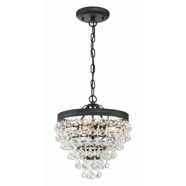 Crystorama Calypso 3-Light Matte Black Chandelier 130-MK - The Home Depot