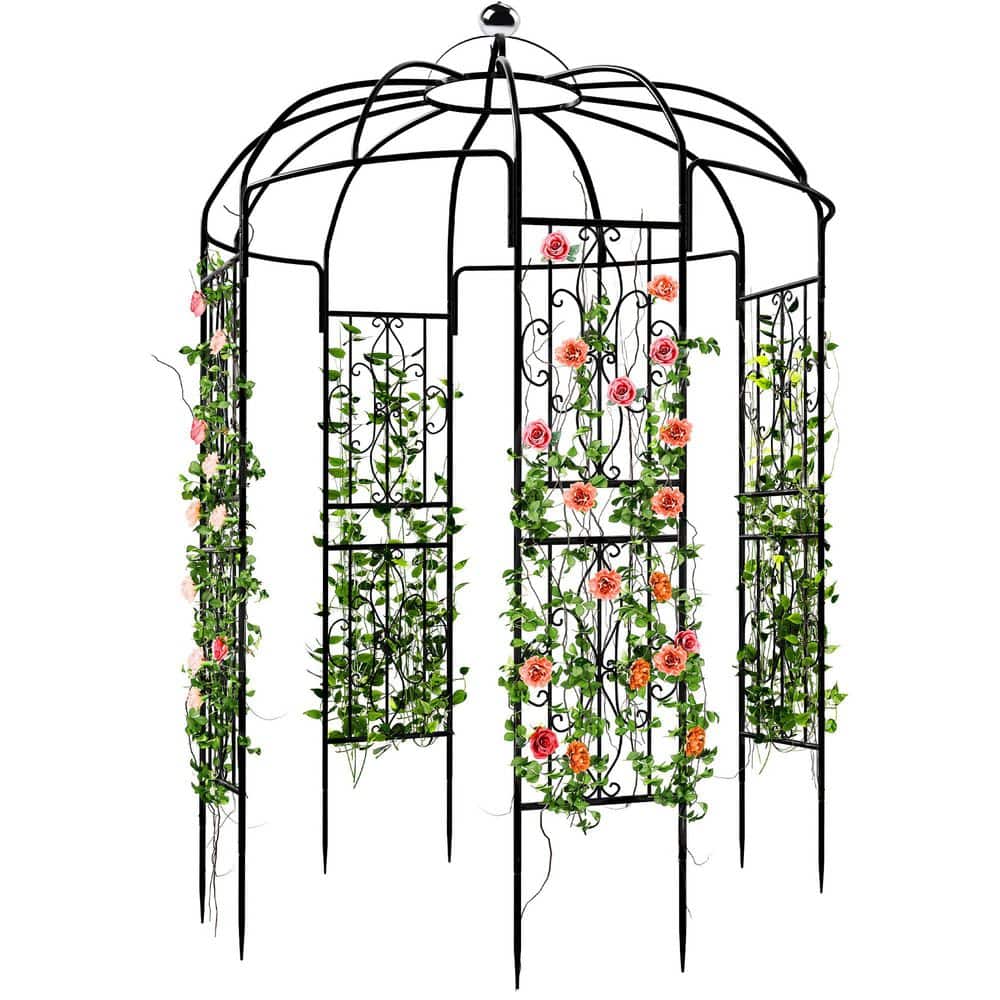 118 in. x 81.5 in. Metal Birdcage Shape Garden Arch Arbor, Pergola Pavilion