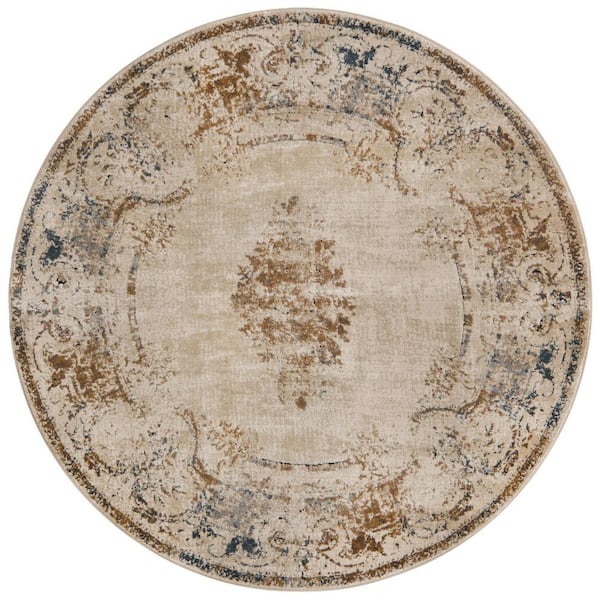 Unique Loom Chateau Lincoln Beige 4' 0 x 4' 0 Round Rug