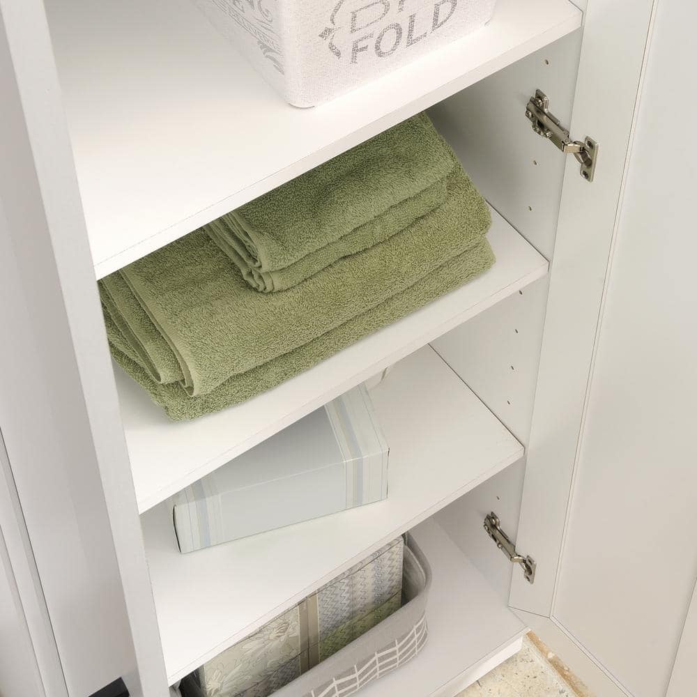 Soft White MDF Lockable Cabinet with 4 Adjustable Shelves