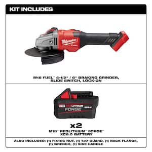 M18 FUEL 18V Lithium-Ion Brushless Cordless 4-1/2 in./6 in. Grinder with 6.0 Ah REDLITHIUM FORGE Battery (2-Pack)