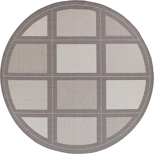 Couristan Recife Summit Grey-White 9 ft. x 9 ft. Round Indoor/Outdoor Area Rug