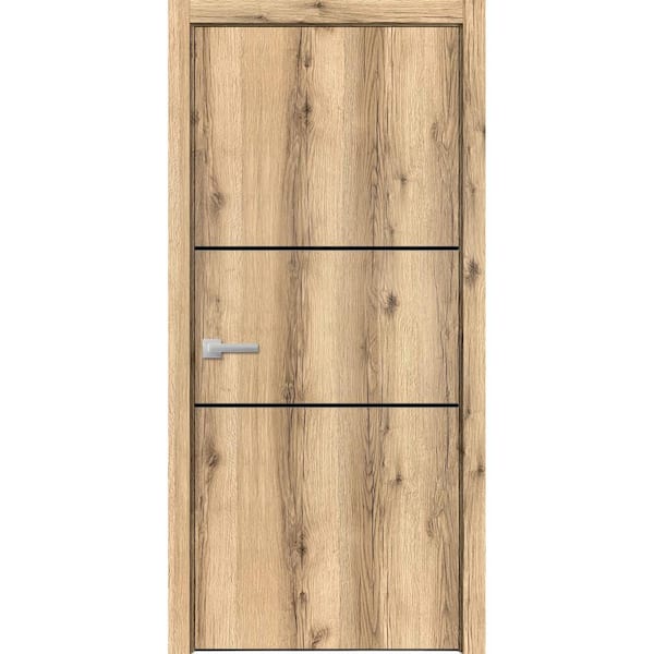 30 in. x 80 in. 1 Panel Oak Finished Solid Wood with Honeycomb Sliding Door with Hardware