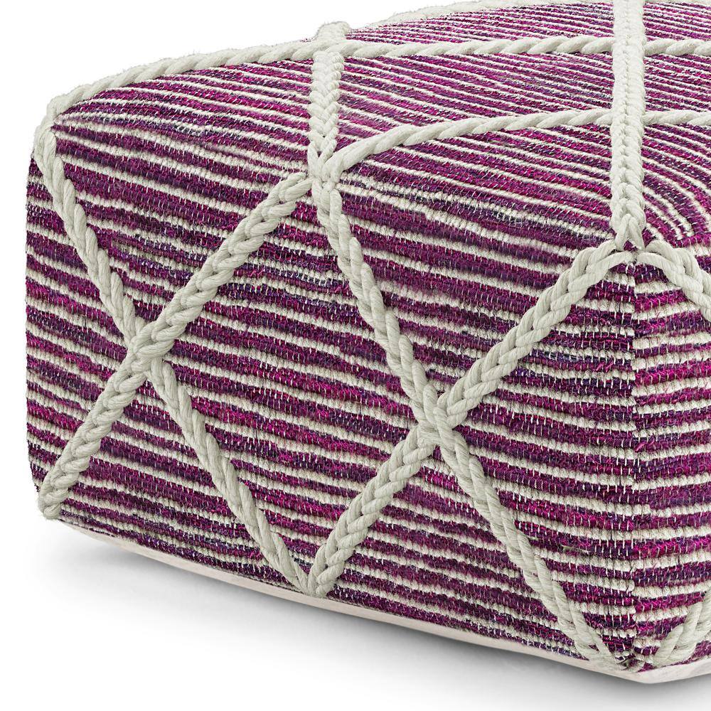 Cowan 20" Contemporary Square Pouf in Magenta and Natural