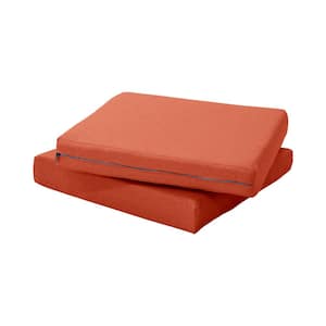 Hudson 21 in. x 3 in. Outdoor Patio Sofa Seat Cushion in Orange (Set of 2)