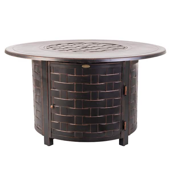 Perissa 44 in. Woven Aluminum LPG Fire Pit in Antique Bronze