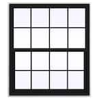 42 in. x 42 in. V-4500 Series Black FiniShield Vinyl Single Hung Window with Colonial Grids/Grilles