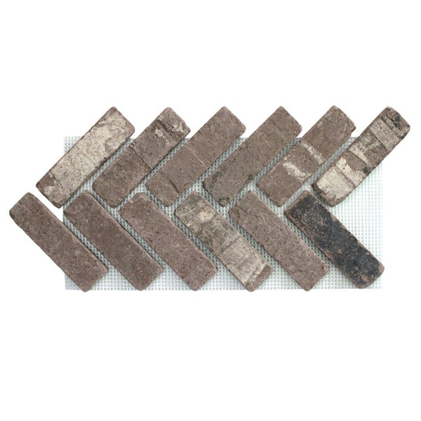 Old Mill Brick 28 in. x 12.5 in. x 0.5 in. Brickwebb Herringbone Monument Thin Brick Sheets (Box of 5-Sheets)