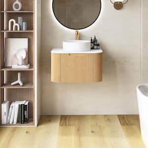 Yingze 48 in. Wall Mounted Single Sink Walnut Bath Vanity with