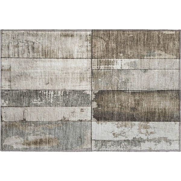 Mayfield Premium Machine Washable Abstract AMF1877 Taupe 2 ft. x 3 ft. Area Rug