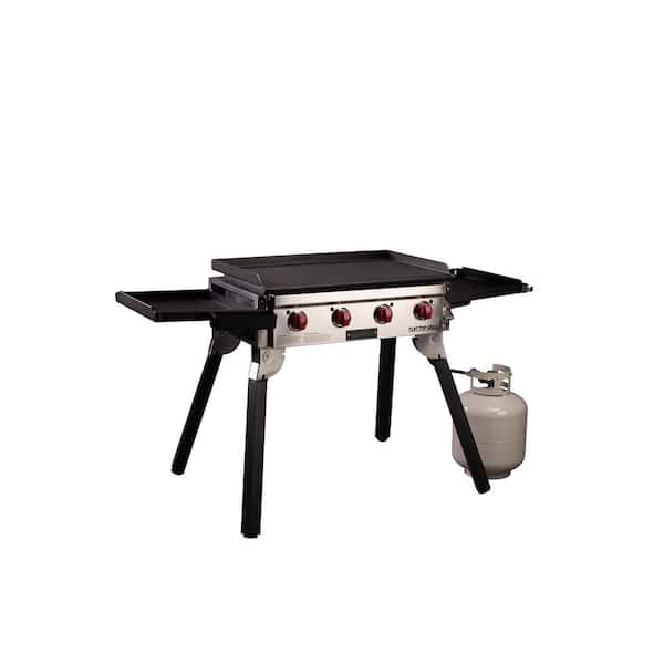 Camp Chef Flat Top Grill 600 Portable 4-Burner Propane Gas Grill in Black with Griddle