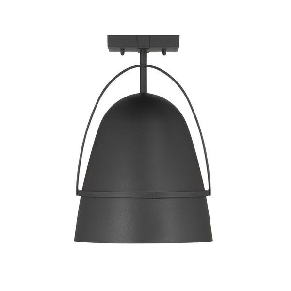 Designers Fountain - Rue 1-Light Black Outdoor Semi Flush Mount Ceiling Light with Dark Sky Metal Shade