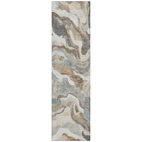 Chantille Machine Washable Indoor/Outdoor Abstract ACN2162 Khaki 2 ft. 3 in. x 7 ft. 6 in. Runner Rug