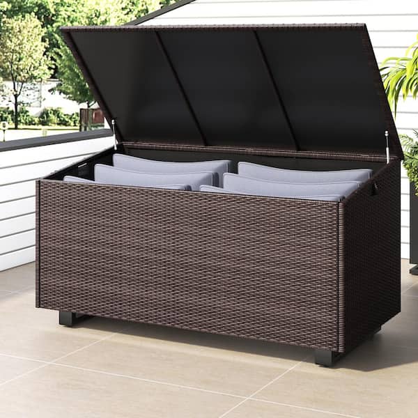 204 Gallon Brown Resin Wicker Storage Deck Box