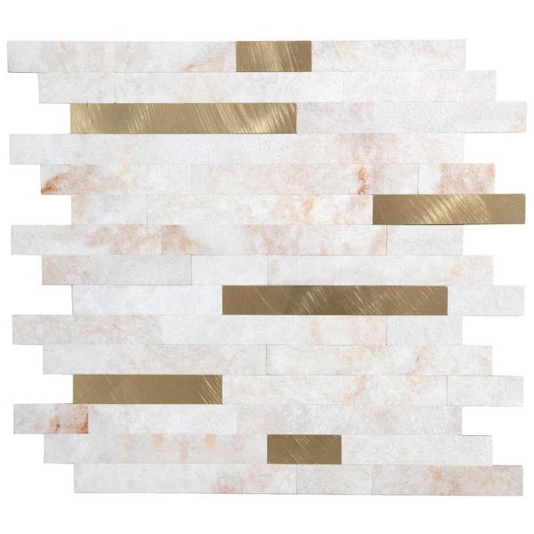 Yipscazo Marble Collection Brilliance with Gold 12 in. x 12 in. PVC Peel and Stick Tile (5 sq. ft./5-Sheets)