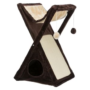 Brown/Beige Miguel Fold-and-Store Cat Tower