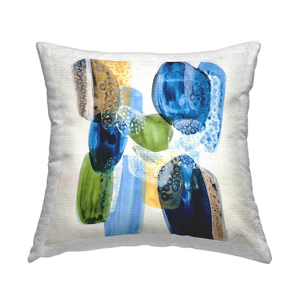 Stupell Industries Blue and Green Abstract Rocks Multi-Color Square Outdoor Throw Pillow