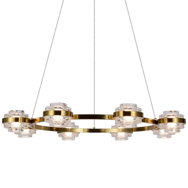 VONN Lighting Milano 33 in. 8-Light ETL Certified Integrated LED Chandelier Lighting Fixture in Antique Brass