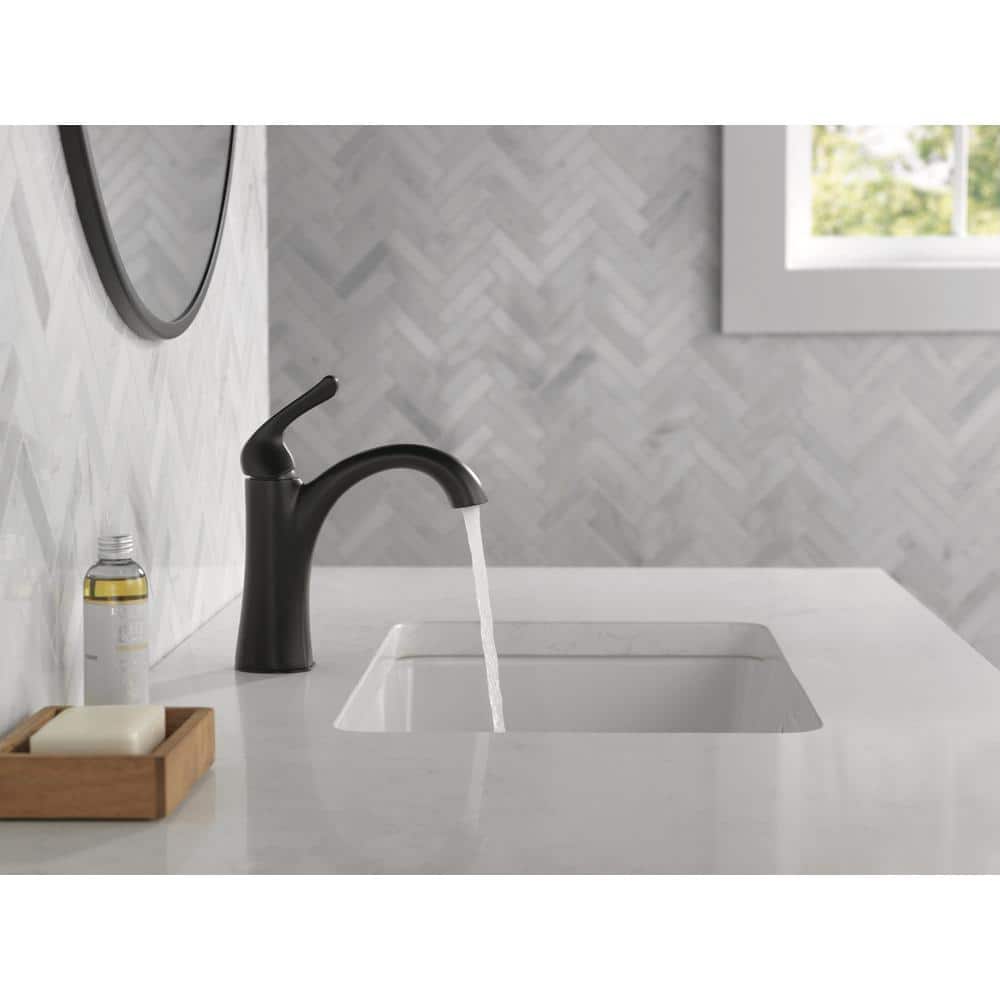 Matte Black Single Handle Bathroom Faucet with Drain Assembly