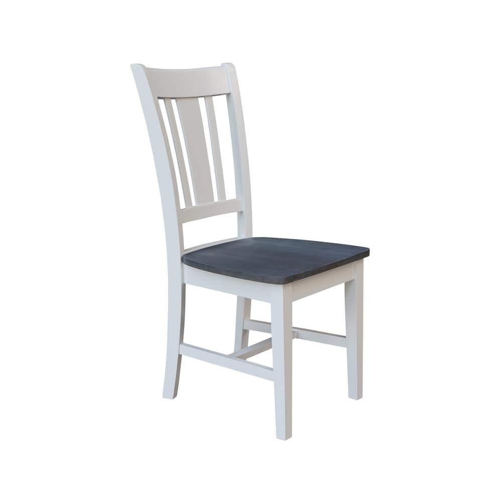 Elegant White Rubberwood Slat-Back Dining Chairs, Set of 2