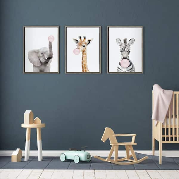 Kate and Laurel Bubble Gum Zebra by Amy Peterson Framed Animal