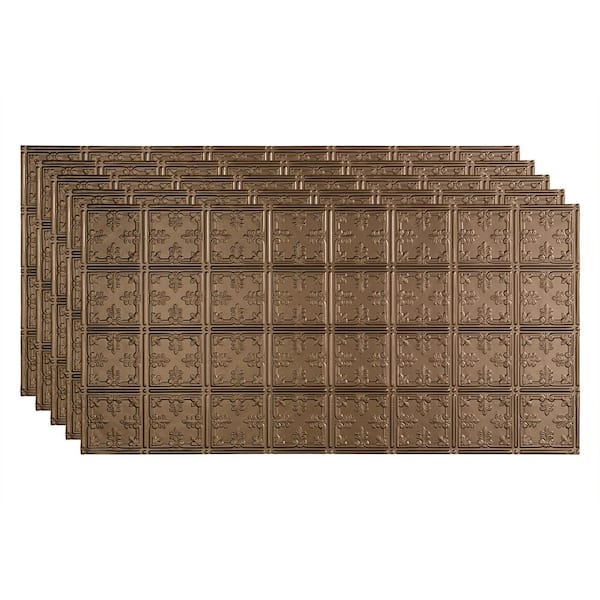 Fasade Traditional #10 2 ft. x 4 ft. Glue Up Vinyl Ceiling Tile in Argent Bronze (40 sq. ft.)